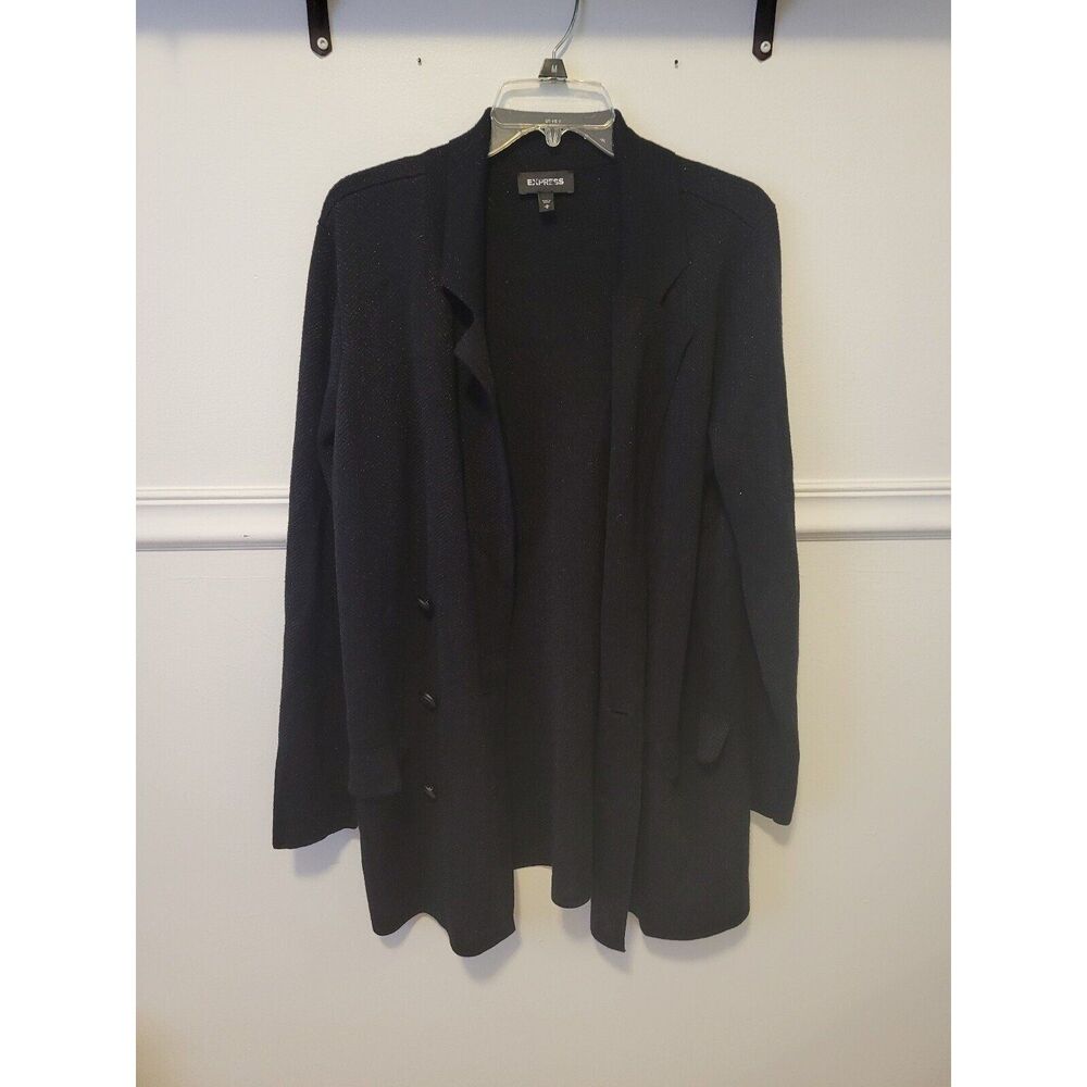 New Sz Medium Express Solid Black Wrap Long Sleev… - image 3